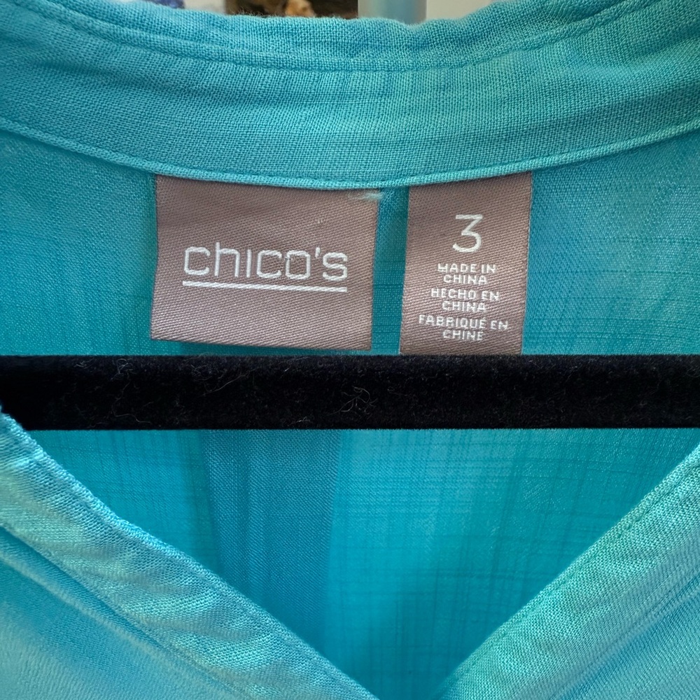 Chico's Aqua Button-Down Shirt - image 3